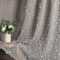 MYSKY HOME Pom Pom Grey Sheer Curtains for Bedroom Girls Room Curtains 108 Inches Long for Nursery Kids Light Filtering Boho Window Drapes, Rod Pocket, 38" Wide, 2 Panels