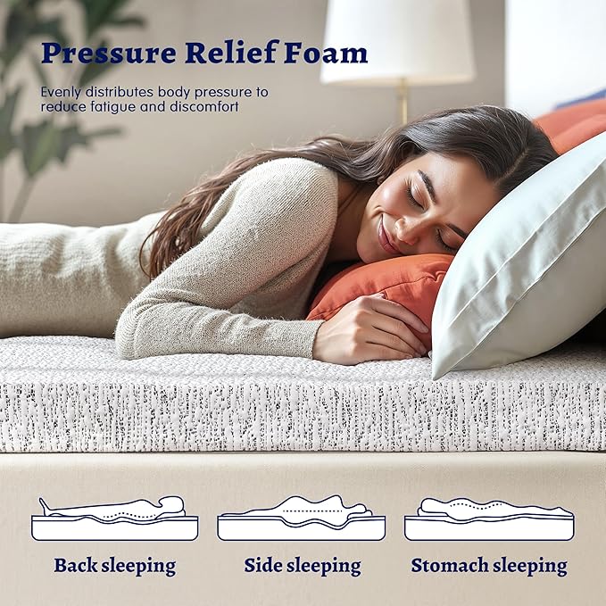 Subrtex Memory Foam Mattress Topper Twin, 3 Inch Mattress Topper for Pressure Relieving, Soft Breathable Single Bed Toppers Mattress Pads with Removable Washable Cover