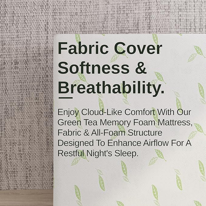 NapQueen Full Size, 8 Inch Anula Green Tea Infused Memory Foam Mattress, Bed in a Box, CertiPUR-US Certified Mattress