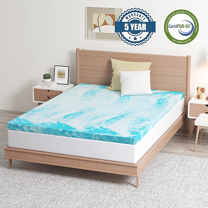 EGO Topper 2 Inch King Memory Foam Mattress Topper, Gel Foam Mattress Topper for Pressure Relief, Ventilated Design Bed Topper in a Box, CertiPUR-US Certified, 76"×80", Medium