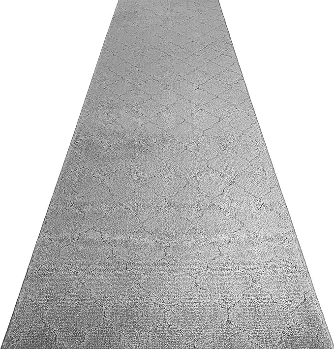 Custom Size Modern Runner Rug Carpet for Hallway Entryway Foyer Kitchen, Slip Resistant Latex Rubber Backed 31 inch Wide X Customized Length, Clouds Grey, 31 inch X 30 feet