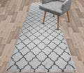Custom Size Modern Runner Rug Carpet for Hallway Entryway Foyer Kitchen, Slip Resistant Latex Rubber Backed 31 inch Wide X Customized Length, Trellis Grey, 31 inch X 16 feet
