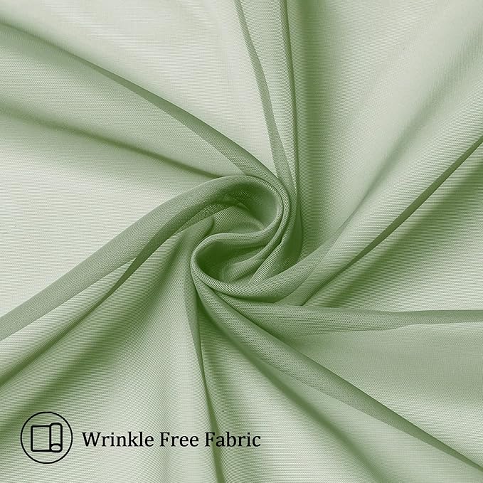 Aiyufeng Sheer Bedroom Curtains 2 Panel Sets 84" Inch Length - Transparent Light Weight Soft Sage Window Treatment Panels for Study Room/Living Room/Guest Room, Per Panel W40 X L84 inches
