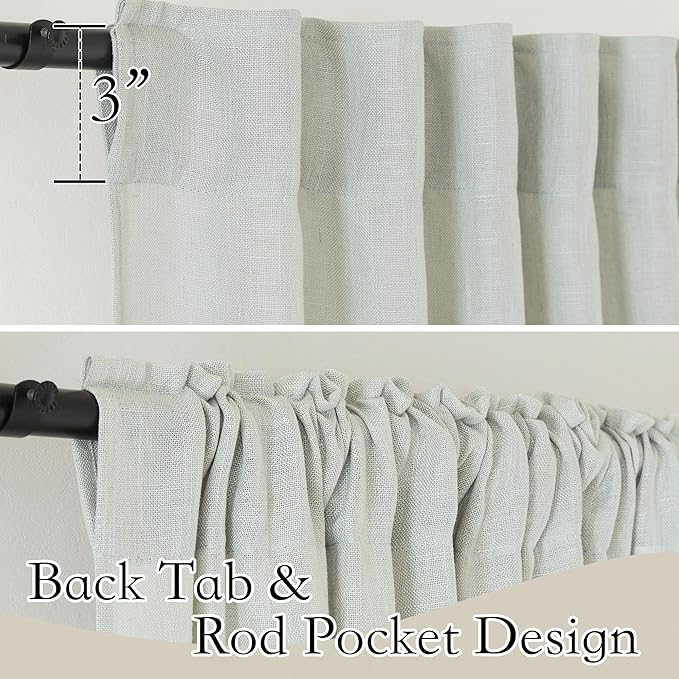 RYB HOME Semi Sheer Linen Curtains Extra Wide Curtains 108" Length, Linen Blend Elegant Light Filtering Privacy Protected Panels for Farmhouse/Living Room, Sage Green, 52" W x 108" L, 2 Panels