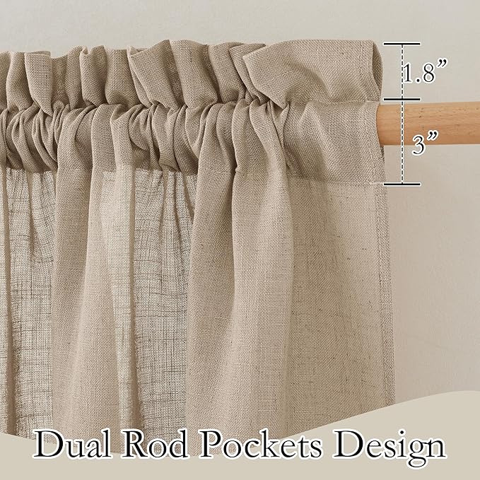 RYB HOME Natural Linen Curtains Thick Heavy Textured, 70 inches Widith 2 Panels Set Light Airy Breathable Fabric Window Decor for Doorway Living Room Dining Room, W 70 x L 84 inches, Khaki