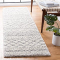 SAFAVIEH Arizona Shag Collection Runner Rug - 2'3" x 10', Ivory & Grey, Moroccan Design, Non-Shedding & Easy Care, 1.6-inch Thick Ideal for High Traffic Areas in Living Room, Bedroom (ASG741F)