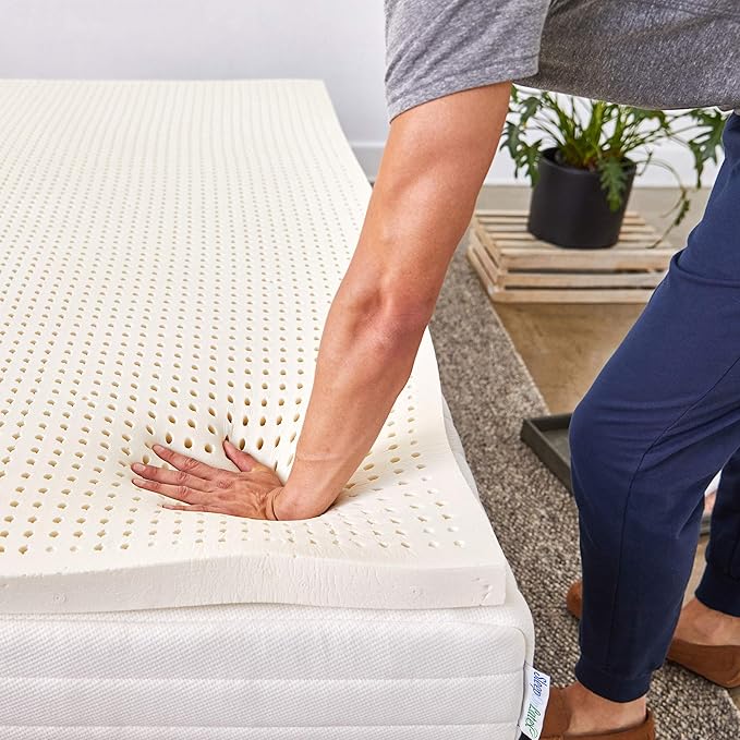 Pure Green Natural Latex Mattress Topper - Medium Firmness - 3 Inch - Full Size (GOLS Certified Organic)