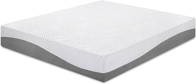 PrimaSleep Twin Mattress, 10 Inch Gel Memory Foam Mattress, Gel Infused for Comfort and Pressure Relief, CertiPUR-US Certified, Bed-in-a-Box, Medium Firm, Grey, Twin Size