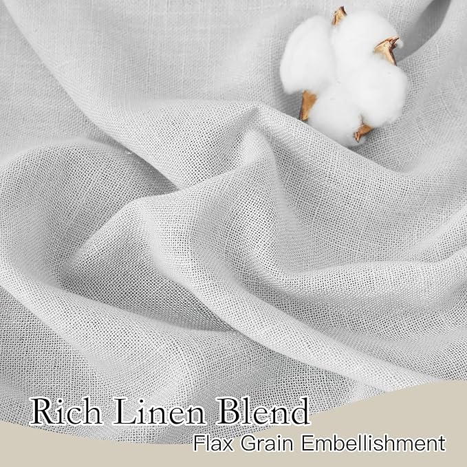 RYB HOME Natural Linen Curtains - Light Filtering Sheer Drapes Wrinkle Resistant Panels for Bathroom Laundry Room Farmhouse Elegant Window Decor, Dove Grey, W 60 x L 84, 1 Pc