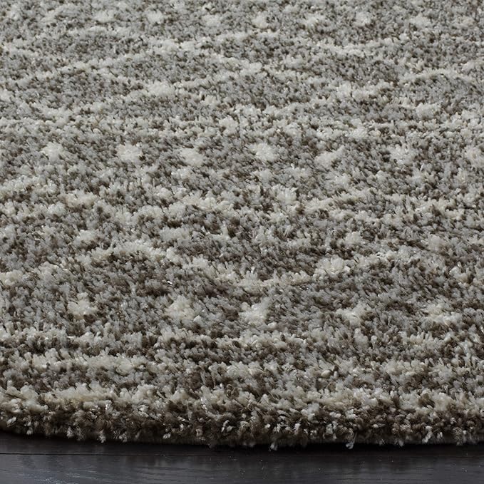 SAFAVIEH Arizona Shag Collection 5'1" Round Brown / Ivory ASG741B Moroccan Non-Shedding Living Room Bedroom Dining Room Entryway Plush 1.6-inch Thick Area Rug