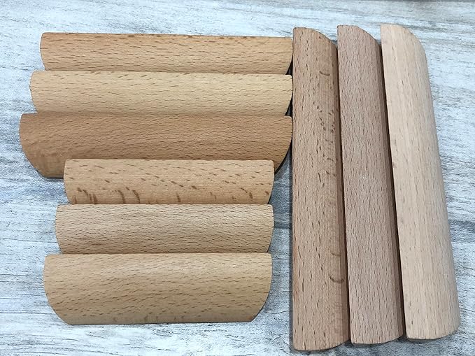 10Pcs Unfinished Wood Solid Furniture Pulls Handles, Paintable Wooden Cupboard Closet Drawer Handle Pull,L 3.54",HD 2.52"