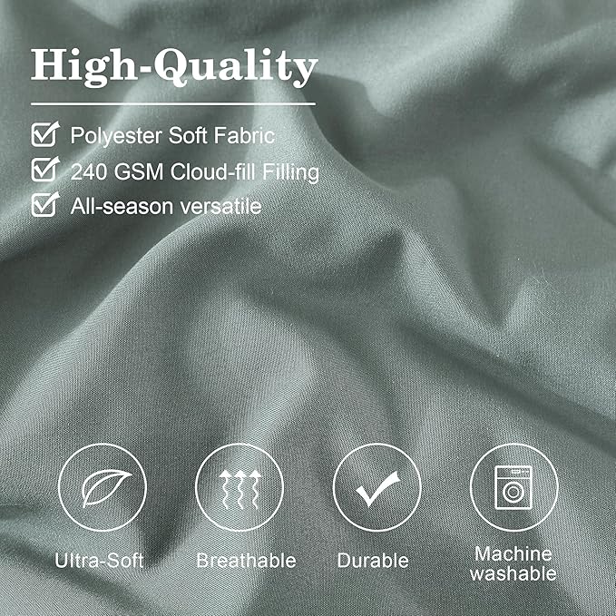Monbix King Size Comforter Set - 7 Pieces Bed in a Bag King, Sage Green Bedding Sets with Comforter, All Seasons Comforter Bed Set with Sheets, Pillowcases & Shams