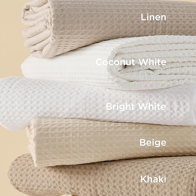 Bedsure Cotton Duvet Cover Set - 100% Cotton Waffle Weave Beige Duvet Cover California King, GentleSoft™ and Breathable Cal King Bedding Set for All Season, 3 Pieces, 104"x98"