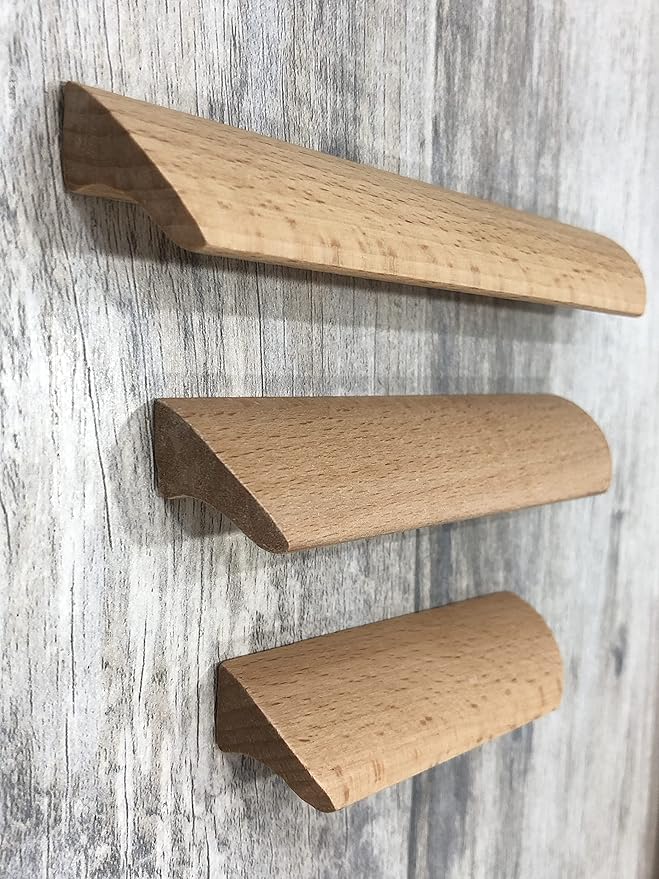 6Pcs Unfinished Wood Solid Furniture Pulls Handles,Unfinished Unpainted Paintable Wooden Handles Cupboard Closet Drawer Handle Pull,Length 6.1",Hole Dis.5.04"