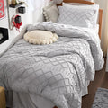 Bedsure Twin Comforter Set - Light Grey Comforter, Boho Tufted Shabby Chic Bedding for Kids, 2 Pieces Vintage Farmhouse Bed Set for All Seasons, Fluffy Soft Bedding with 1 Pillow Sham