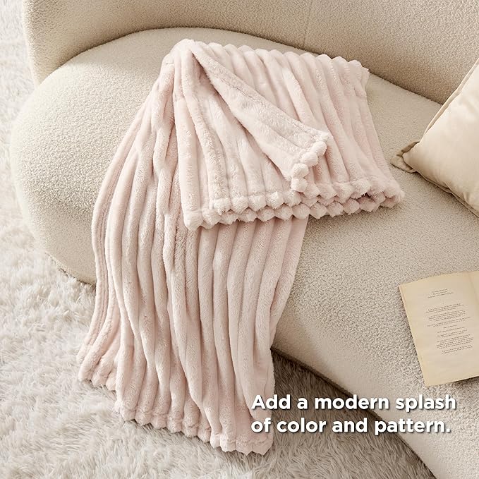 Bedsure GentleSoft Pink Throw Blanket for Couch - Cozy Soft Blankets for Women, Cute Small Fleece Throws for Girls, Pink Halloween Christmas Decor Gifts for Home Room, Crystal Pink, 50x60 Inches