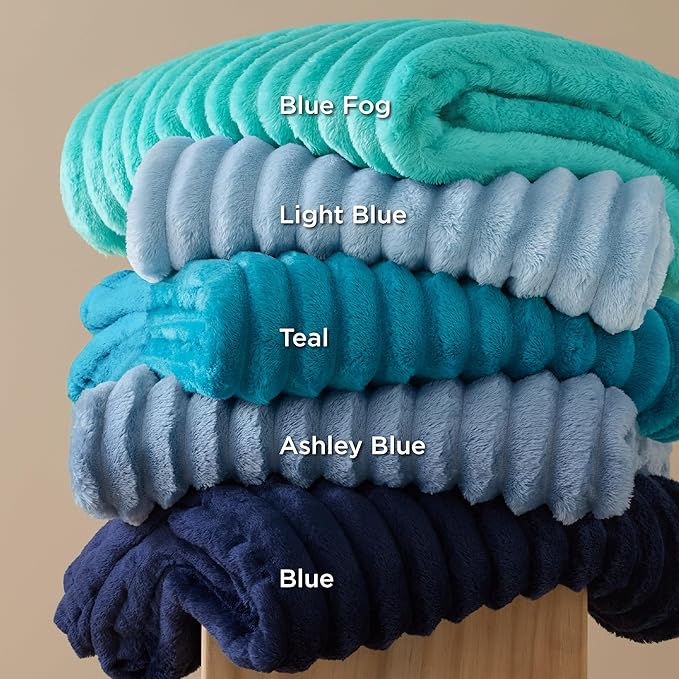 Bedsure GentleSoft Blue Fleece Blanket for Couch - Cozy Soft Blankets for Women, Cute Small Throws for Girls, Light Blue, 108x90 Inches