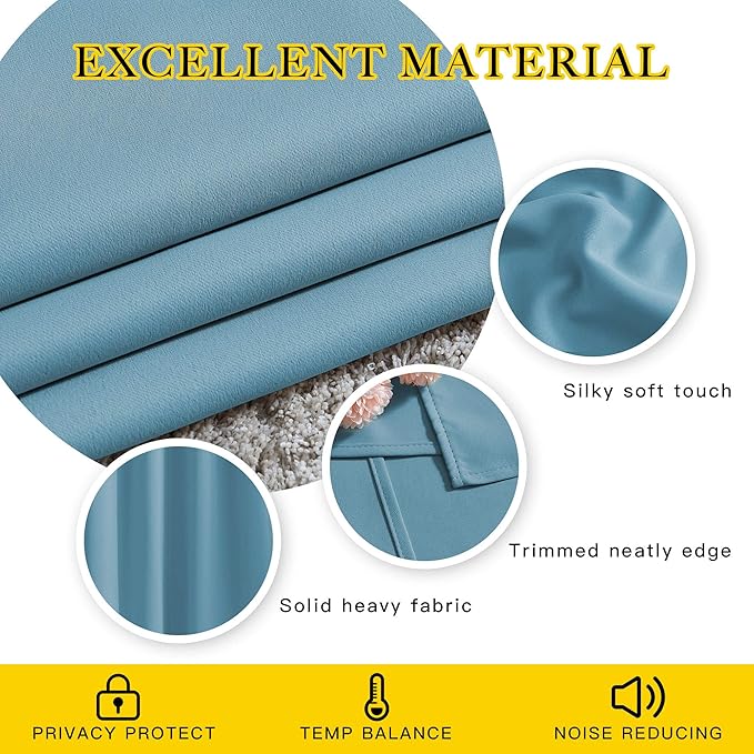 NICETOWN Room Darkening Curtains for Room Divider, Grommet Thermal Curtains Light & Sound Reducing Window Treatments for Sliding Glass Door, W66 x L118, Teal Blue, 2 Panels