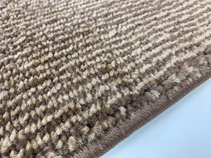Custom Length Cut to Size Wide Width Carpet Runner Rug for Hallways, Slip Resistant Latex Rubber Backed, 31 inch Wide X Customized Length, Stripe Brown, 31 inch X 24 feet