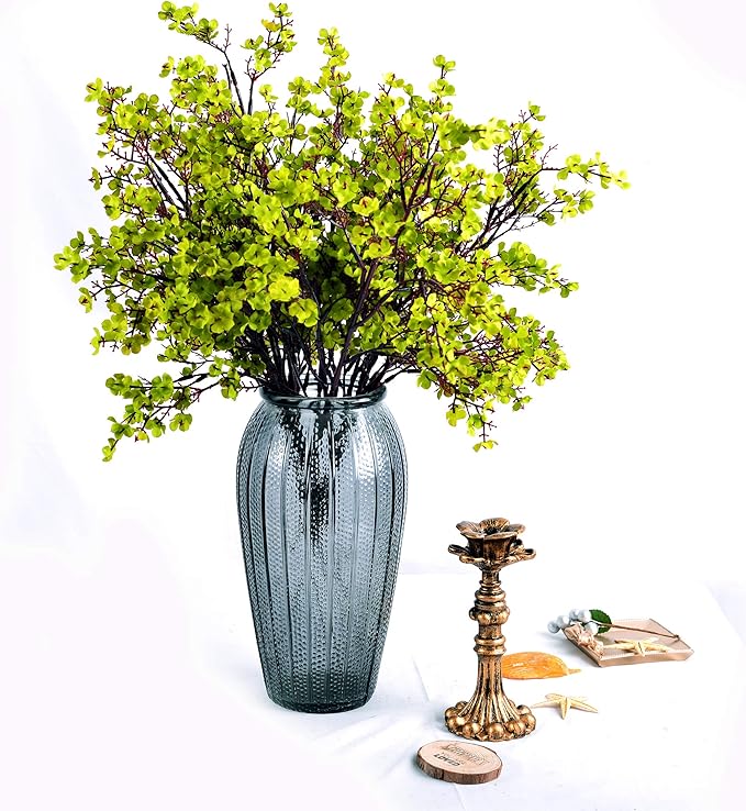 JAKY-Global Babys Breath Fabric Cloth Artificial Flowers 6 Bundle European Fake Silk Plants Decor Wedding Party Decoration Bouquets Real Touch DIY Home Garden (Grass Green)