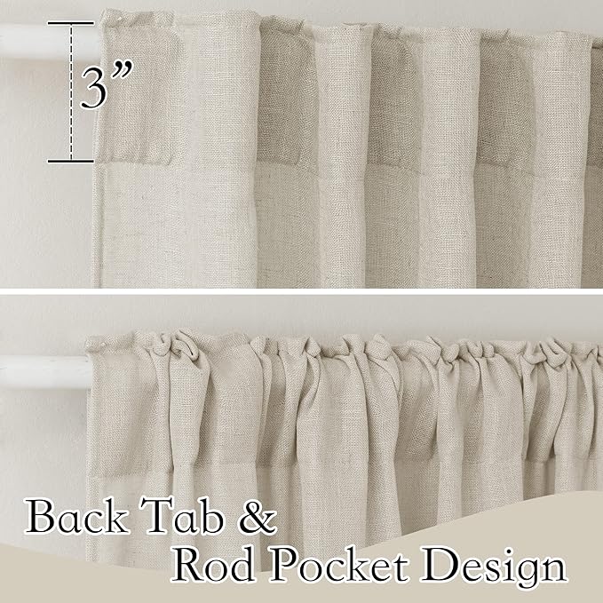 RYB HOME Semi Sheer Curtains 120 inches Long, Light Filtering Half Privacy Window Curtains & Drapes for Bedroom Living Room Floor to Ceiling Window, Angora, W 52 x L 120 inches, 2 Panels Set