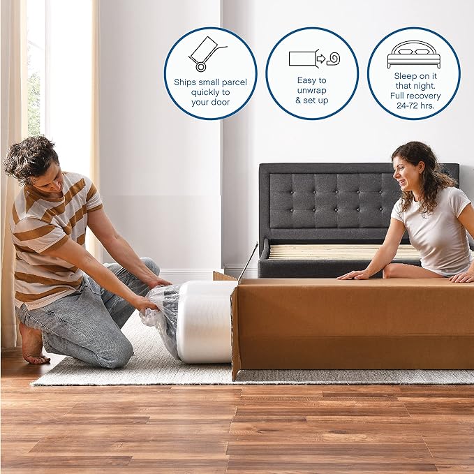 Cool Gel 8 Inch Short Queen Memory Foam Mattress Medium Firm, Memory Foam Mattress Short Queen Size Cooling, Made in the USA, 8" Depth with Pressure Relief, CertiPUR-US Certified, CoolGel Bed
