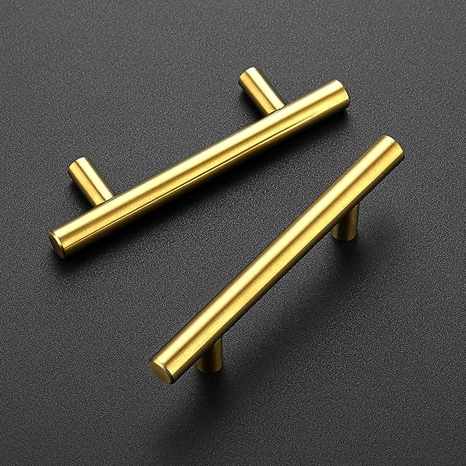 Ravinte 35 Pack 5 Inch Cabinet Pulls Brushed Brass Stainless Steel Kitchen Drawer Pulls Cabinet Handles 5”Length, 3” Hole Center