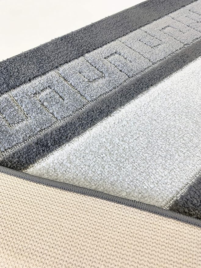 Custom Length Cut to Size Ancient Latin Hellenic Motif Carpet Runner Rug for Hallways, Non Slip Rubber Backed, 31 inch Wide X Customized Length, Greek Key Grey, 31 inch X 30 feet