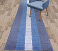 Custom Size Coastal Nautical Style Runner Rug Carpet for Hallway Entryway, Slip Resistant Latex Rubber Backed, 31 inch Wide X Customized Length, Squares Blue, 31 inch X 14 feet