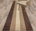 Custom Size Modern Geometric Pattern Carpet Runner Rug for Hallways, Slip Resistant Latex Rubber Backed, 31 inch Wide X Customized Length, Squares Brown, 31 inch X 12 feet