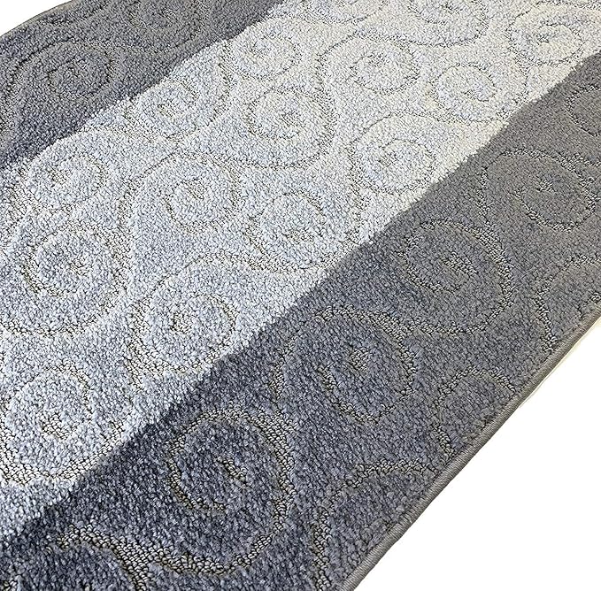 Custom Size Modern Runner Rug Carpet for Hallway Entryway Foyer Kitchen, Slip Resistant Latex Rubber Backed 31 inch Wide X Customized Length, Scroll Grey, 31 inch X 17 feet