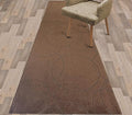 Custom Size Modern Geometric Pattern Carpet Runner Rug for Hallways, Slip Resistant Latex Rubber Backed, 31 inch Wide X Customized Length, Circles Brown, 31 inch X 14 feet