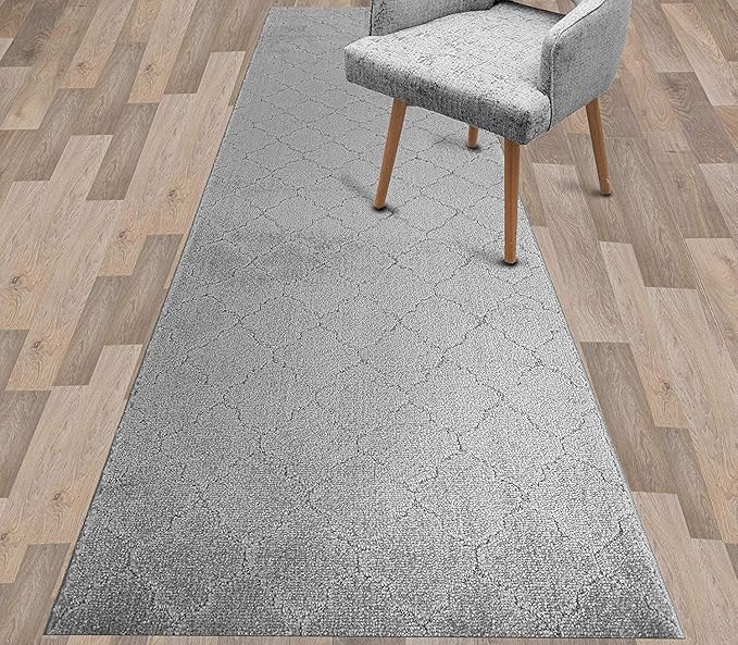 Custom Size Modern Runner Rug Carpet for Hallway Entryway Foyer Kitchen, Slip Resistant Latex Rubber Backed 31 inch Wide X Customized Length, Clouds Grey, 31 inch X 30 feet