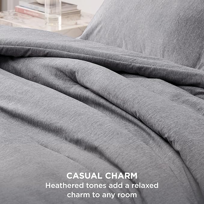 Bedsure King Size Comforter Set - Dark Grey King Comforter Set, Soft Bedding for All Seasons, Cationic Dyed Bedding Set, 3 Pieces, 1 Comforter (104"x90") and 2 Pillow Shams (20"x36"+2")