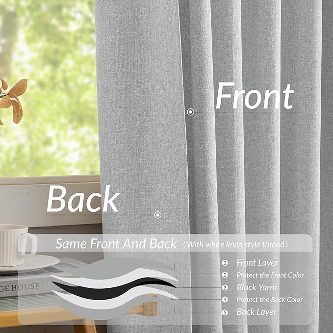 KangBang Extra Wide Pinch Pleated Blackout Curtains 84 Inch Length 2 Panels Set, Thermal Insulated Linen Curtains for Sliding Door Living Room, Farmhouse Pleat Draperies with Hooks,60x84, Light Grey