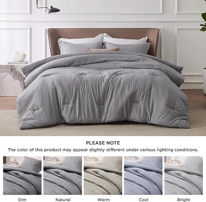 Bedsure Oversized King Comforter Set - Dark Grey Soft Bedding for All Seasons, Cationic Dyed Bed Set, 3 Pieces, 1 Oversized King Size Comforter (120"x98") and 2 Pillow Shams (20"x36"+2")