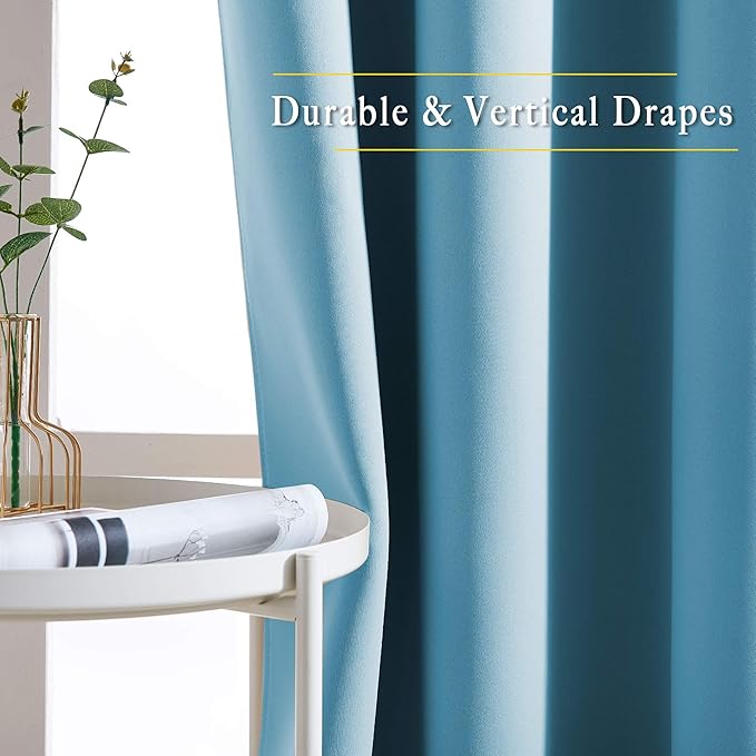 NICETOWN Blackout Curtains and Drapes - Energy Saving Thermal Insulated Solid Grommet Blackout Draperies for Sliding Glass Door/Patio (1 Pair, W80 x L84, Teal Blue)