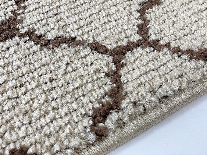 Custom Size Modern Runner Rug Carpet for Hallway Entryway Foyer Kitchen, Slip Resistant Latex Rubber Backed 31 inch Wide X Customized Length, Trellis Beige, 31 inch X 16 feet