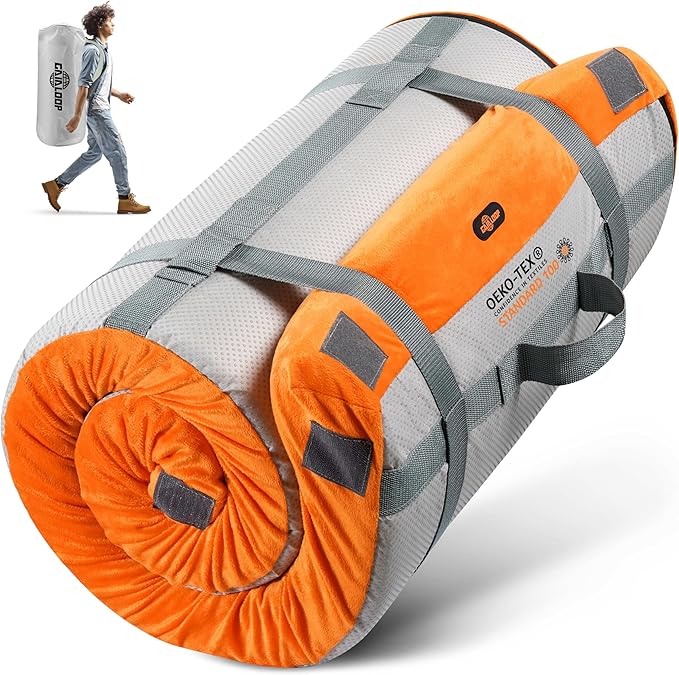 3 Inch GAIALOOP Thick Memory Foam Camping Mattress Sleeping Pad [Car/Tent/Cot] Glamping Portable Floor Mat Roll Up Futon Mattress for Guests Sleepover