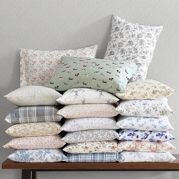 Laura Ashley - Flannel Sheets King Size, Anti-Pilling & Wrinkle Resistant Cotton, Touchably Soft for All-Season Comfort - Bed Sheets with Matching Pillowcases & Fitted Sheet (Le Fleur Orange)