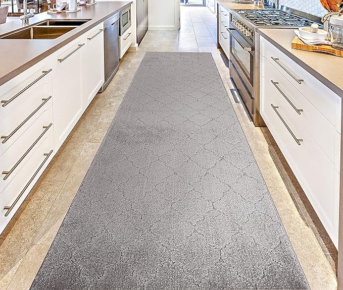 Custom Size Modern Runner Rug Carpet for Hallway Entryway Foyer Kitchen, Slip Resistant Latex Rubber Backed 31 inch Wide X Customized Length, Clouds Grey, 31 inch X 21 feet