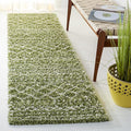 SAFAVIEH Arizona Shag Collection Runner - 2'3" x 6', Green & Ivory, Moroccan Design, Non-Shedding & Easy Care, 1.6-inch Thick, Ideal for The Living Room, Dining, Bedroom (ASG741X)