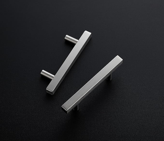 Ravinte 5 Pack Cabinet Handles 3 Inch Brushed Nickel Cabinet Pulls Square Hardware for Kitchen Cabinets - 5 Inch Total Length