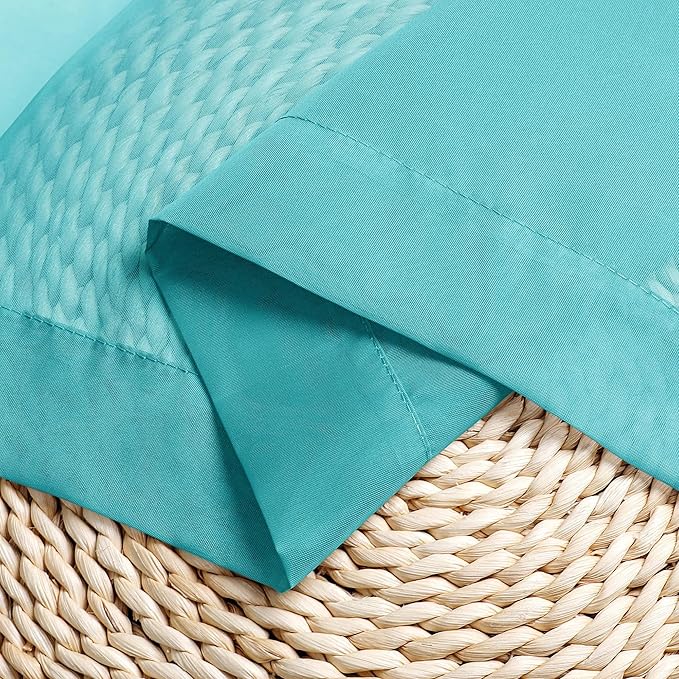 Chyhomenyc Turquoise Sheer Curtains 96 inches Long 2 Panels, Light Filtering Soft Airy Solid Elegant Voile Window Treatment Drapes for Bedroom Living Room Wedding Party Decor, 42 Wx96 L, 8FT L