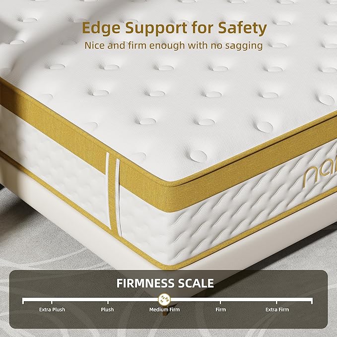 Cooling Gel Memory Foam Hybrid Mattress, 10 Inch Twin Size Mattress in A Box with Pocket Springs for Back Pain & Pressure Relief, Medium Firm Feeling with CertiPUR-US Certified Foam