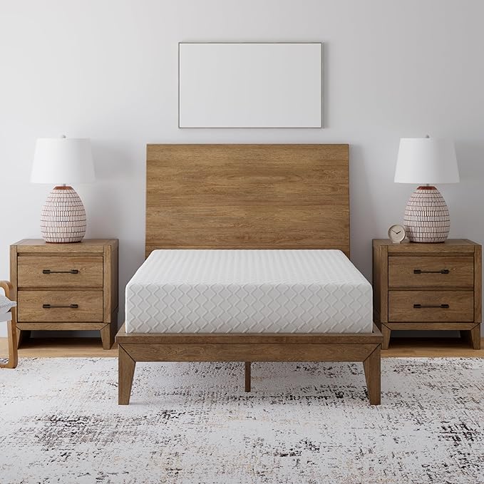 Signature Design by Ashley Full Size Chime 12 Inch Medium Firm Memory Foam Mattress with Green Tea & Charcoal Gel for Pressure Relief, Fiberglass Free, Mattress In A Box