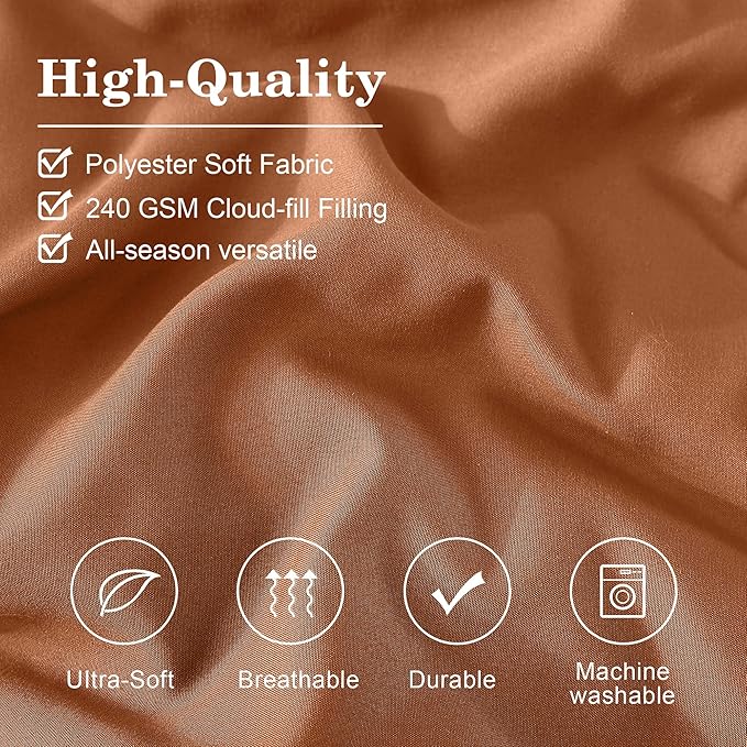 Monbix Full Comforter Set - 7 Pieces Burnt Orange Bed in a Bag Full Size Bedding Sets with Comforters, All Seasons Down Alternative Comforter with Sheets,Pillowcases & Shams