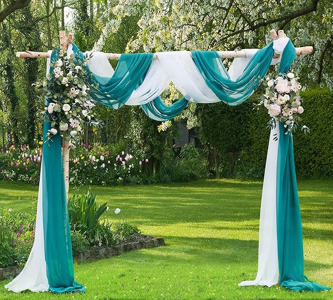 Warm Home Designs 24 Feet Long Green Teal Sheer Window Scarf. These XXL Length Valance Scarves 54 X 288 Inches in Size. Great as Bed Canopy or Wedding Arch Draping Fabric. AM Teal 288"