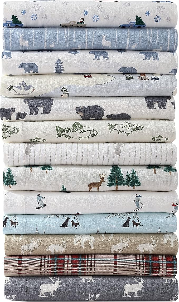Eddie Bauer - Full Sheets, Cotton Flannel Bedding Set, Brushed For Extra Softness, Cozy Home Decor (Rookeries, Full)