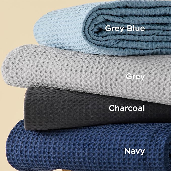Bedsure Cotton Duvet Cover King - 100% Cotton Waffle Weave Grey Duvet Cover King Size, GentleSoft™ and Breathable Bedding Set for All Season, 3 Pieces, 104"x90"